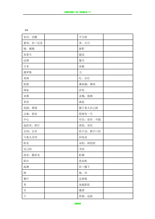 苏教版牛津英语七年级下册(7B)单词表