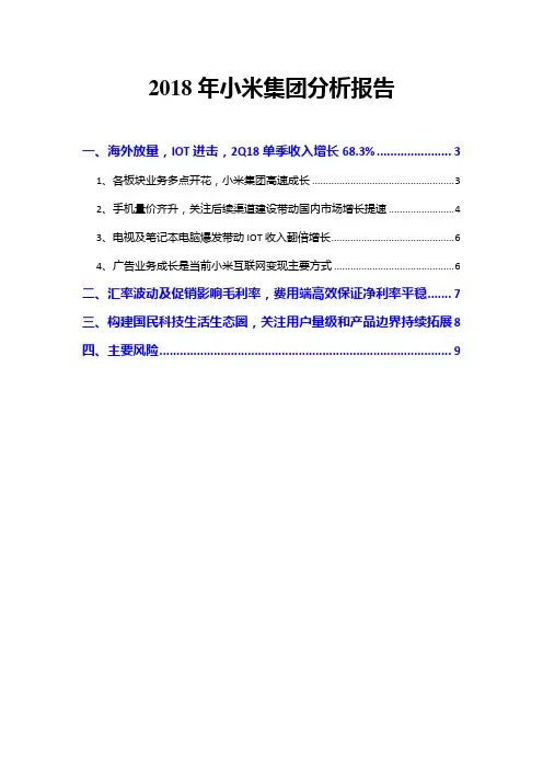 2018年小米集团分析报告