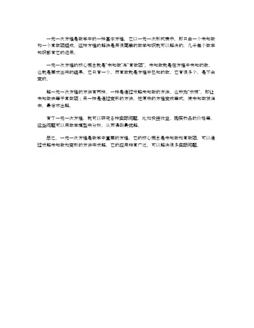 一元一次方程的核心概念解析