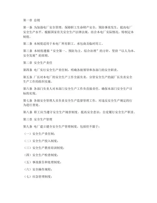 某电厂安全管理制度