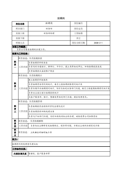 职位说明书-按揭岗
