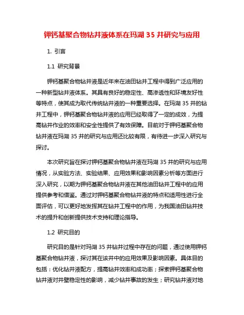 钾钙基聚合物钻井液体系在玛湖35井研究与应用