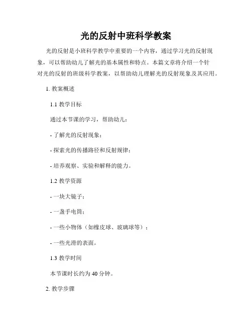 光的反射中班科学教案