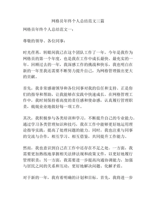 网格员年终个人总结范文三篇
