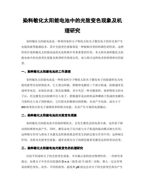 染料敏化太阳能电池中的光致变色现象及机理研究
