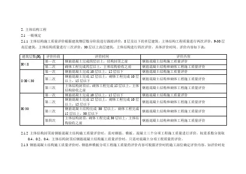 主体结构施工质量评价标准(2)