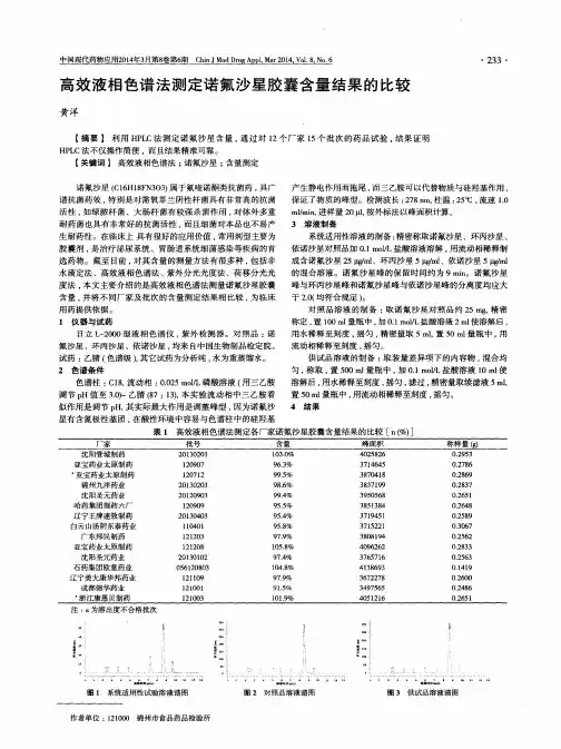 高效液相色谱法测定诺氟沙星胶囊含量结果的比较