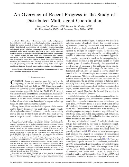 An Overview of Recent Progress in the Study of Distributed Multi-agent Coordination