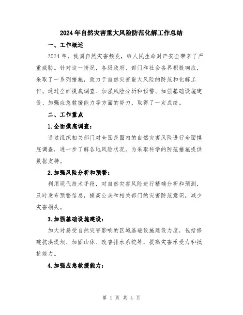 2024年自然灾害重大风险防范化解工作总结