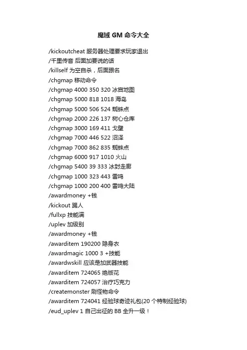 魔域GM命令大全