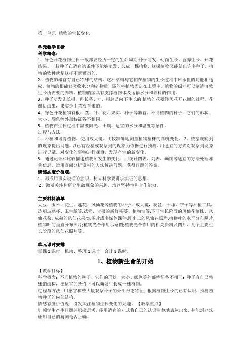 植物的生长变化