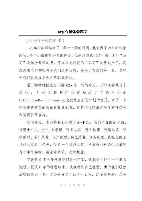 erp心得体会范文