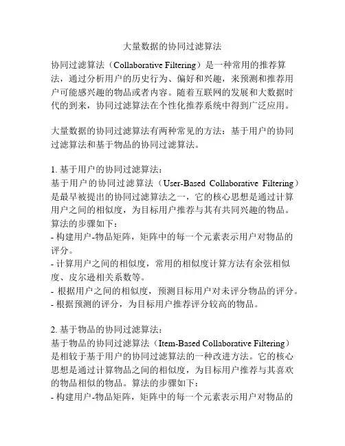 大量数据的协同过滤算法
