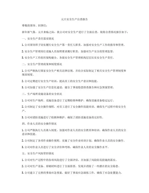 元旦安全生产自查报告