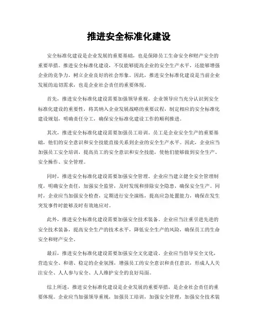 推进安全标准化建设