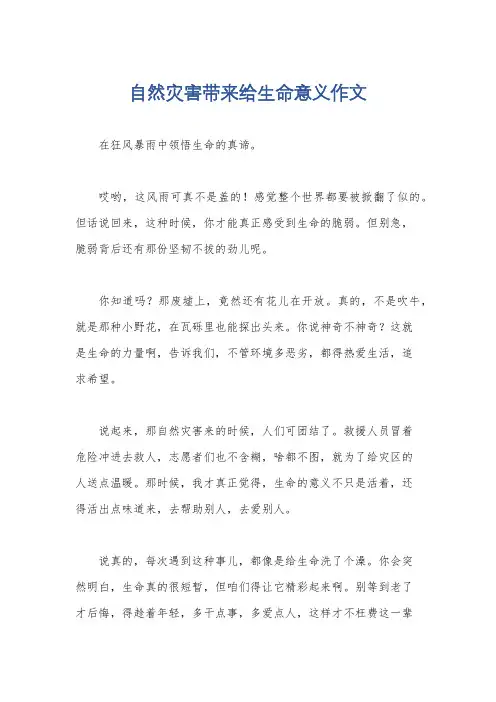 自然灾害带来给生命意义作文