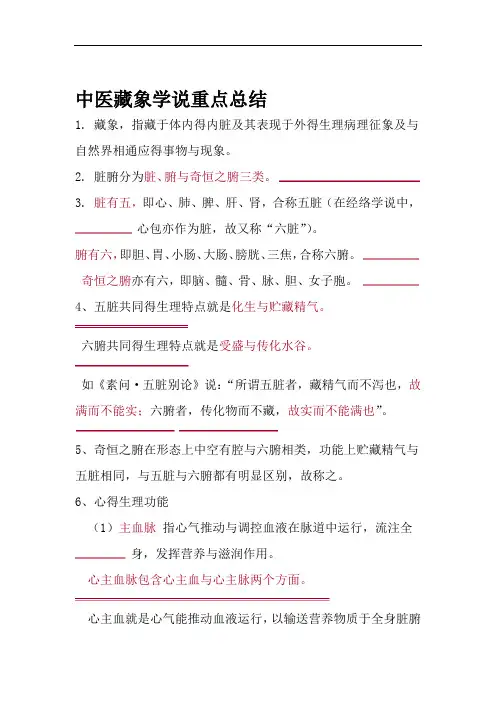 中医藏象学说重点总结