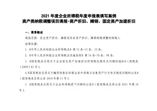 资产类纳税调整项目——资产折旧、摊销、固定资产加速折旧