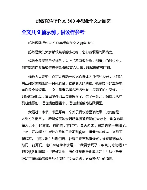 蚂蚁探险记作文500字想象作文之厨房