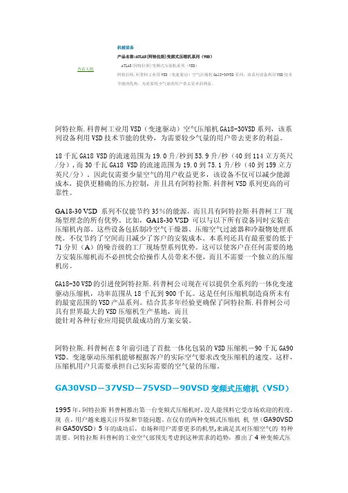 阿特拉斯AC变频压缩机各系列产品介绍