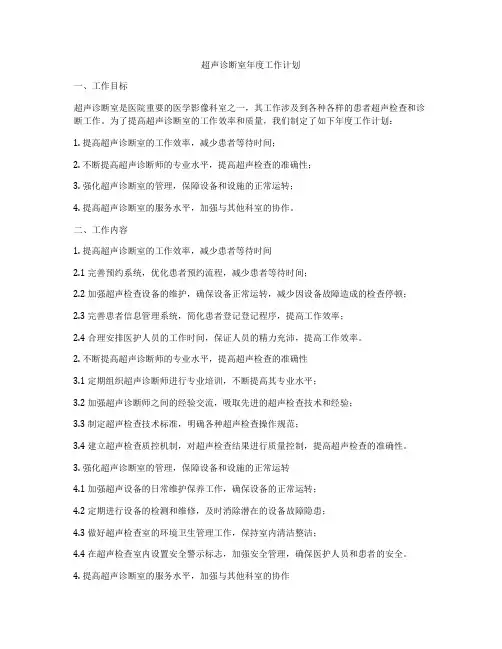 超声诊断室年度工作计划