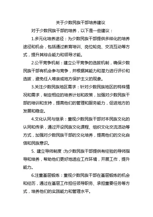 关于少数民族干部培养建议