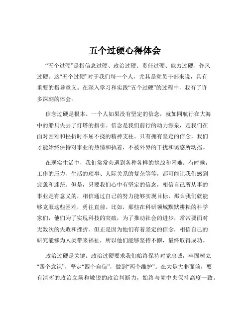 五个过硬心得体会