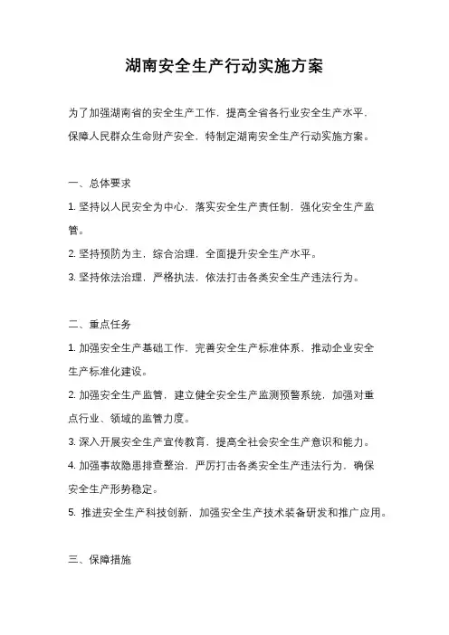 湖南安全生产行动实施方案