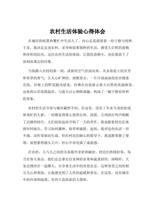 农村生活体验心得体会