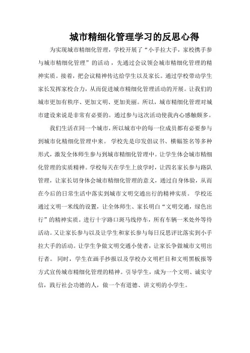 城市精细化管理学习的反思心得