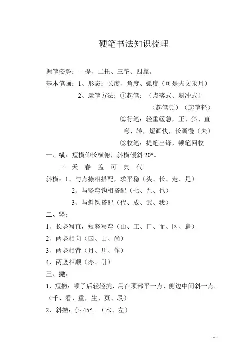 硬笔书法 知识梳理
