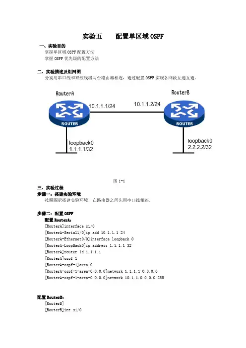 实验五    配置单区域OSPF