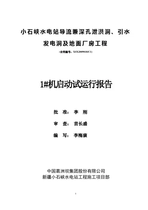 水轮发电机组启动验收报告
