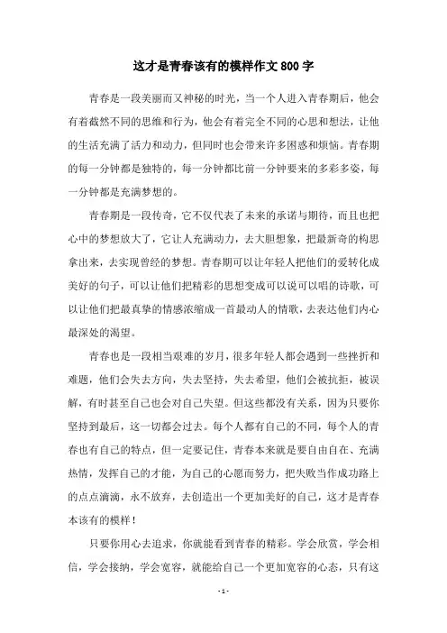 这才是青春该有的模样作文800字