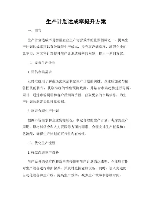 生产计划达成率提升方案