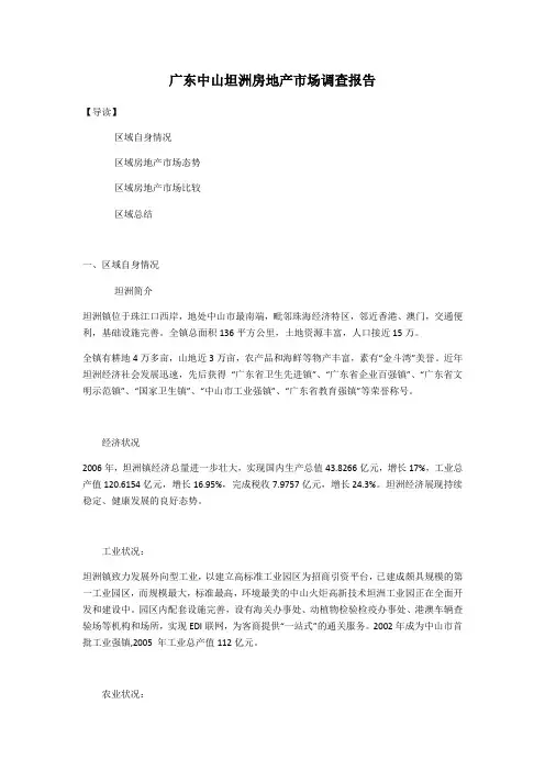 广东中山坦洲房地产市场调查报告