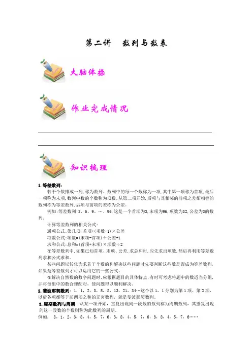 六年级奥数-数列与数表(教师版)