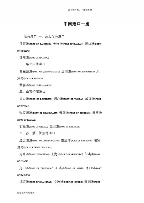 中国港口一览