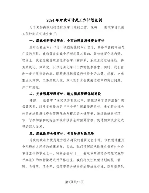 2024年财政审计处工作计划范例（六篇）