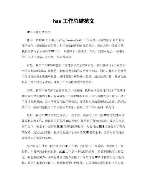 hse工作总结范文
