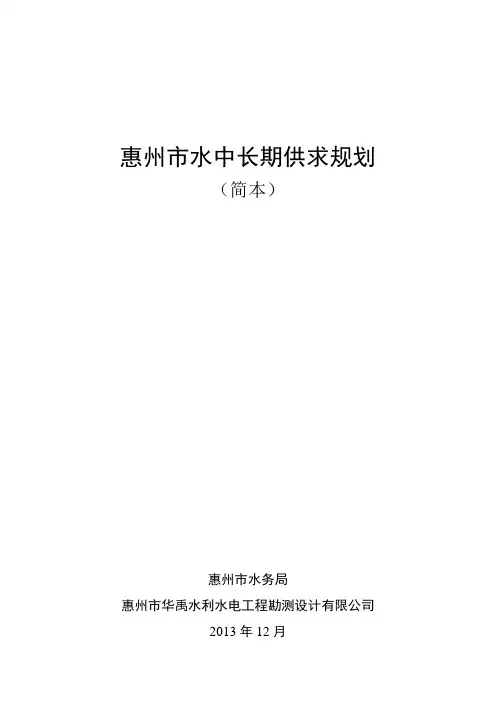 惠州市水中长期供求规划