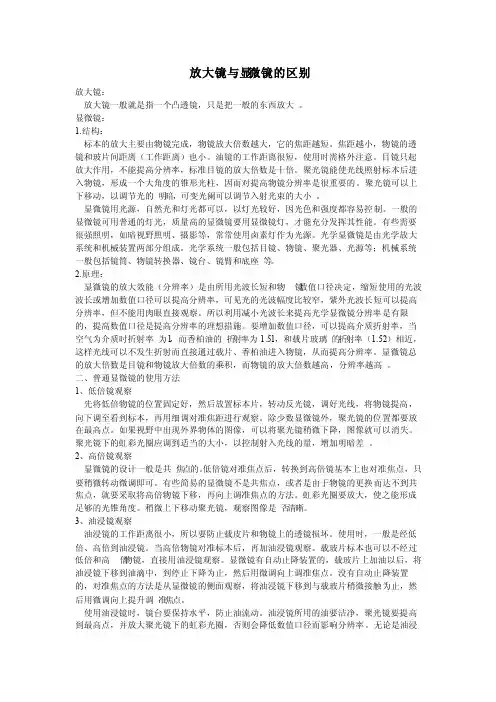 放大镜与显微镜的区别