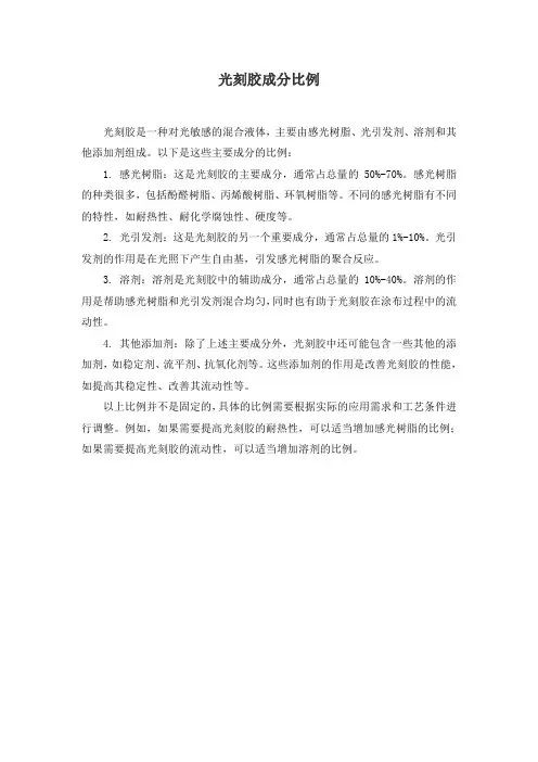 光刻胶成分比例