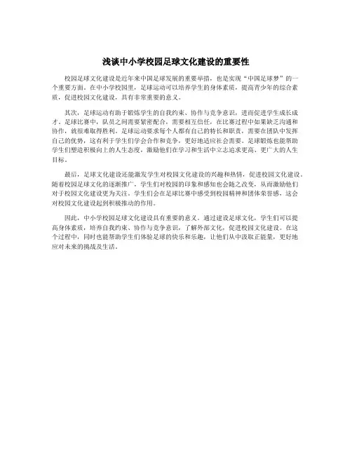 浅谈中小学校园足球文化建设的重要性