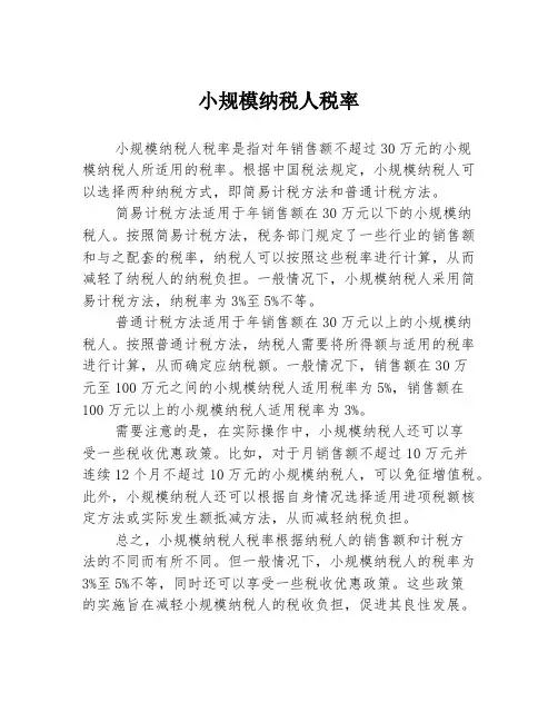 小规模纳税人税率
