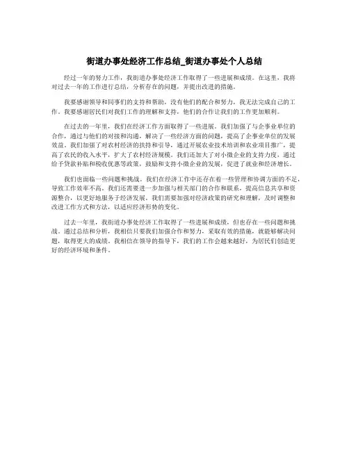街道办事处经济工作总结_街道办事处个人总结