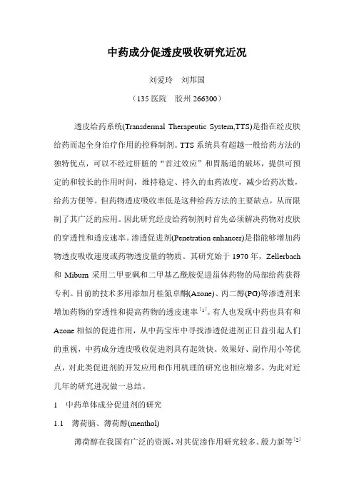 中药成分促透皮吸收研究近况