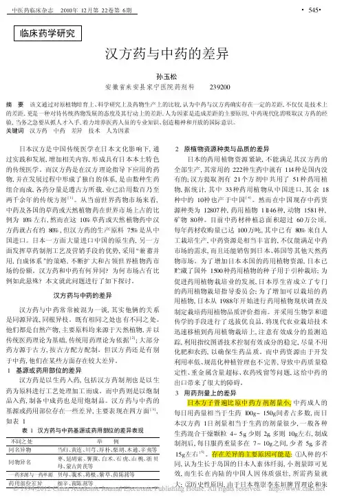 汉方药与中药的差异_孙玉松