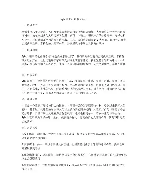 syb创业计划书大理石