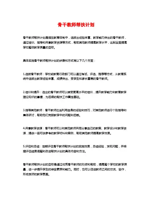 骨干教师帮扶计划